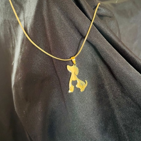 Zawieszka pies z kotem 001 pozłacana